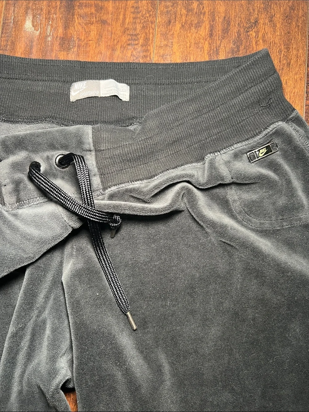 Nike Vintage Dark Gray Velour Joggers Drawstring *See Pictures for actual Size